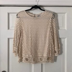 Miss Kelly Ivory Crochet Boho Keyhole Top S